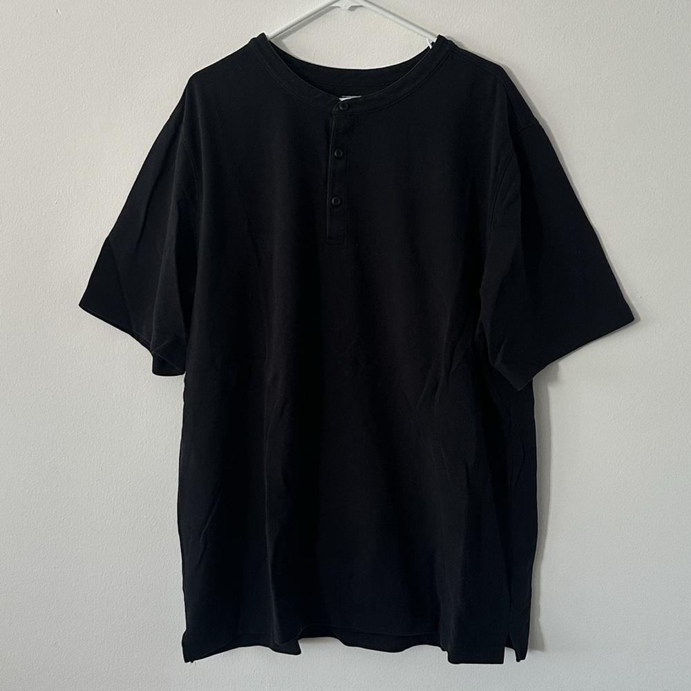 Amazon Essentials Black Henley T-Shirt Size 2XL Big Tall